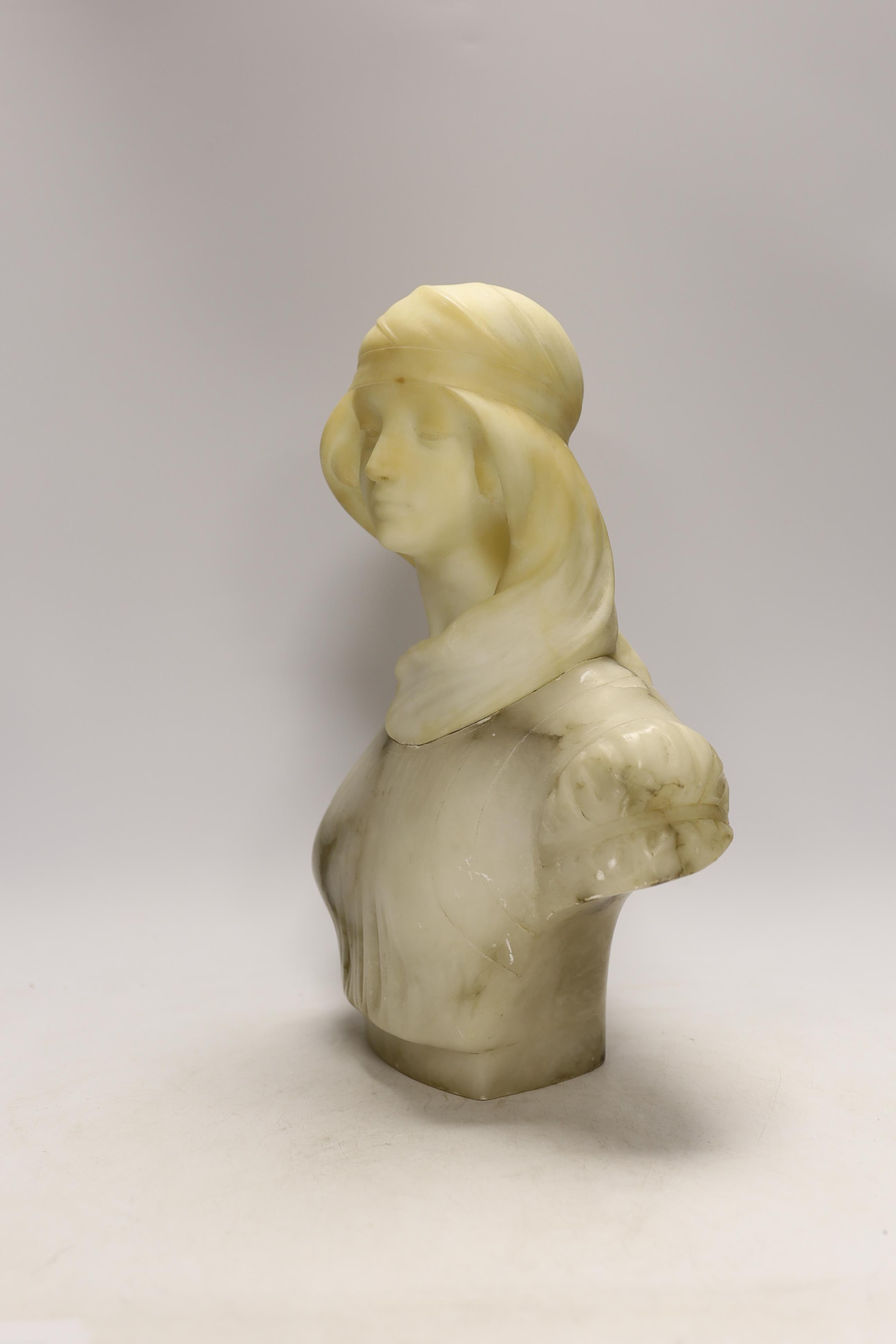 Guglielmo Pugi (1850-1915), an alabaster bust of a female, signed verso, 34cm high